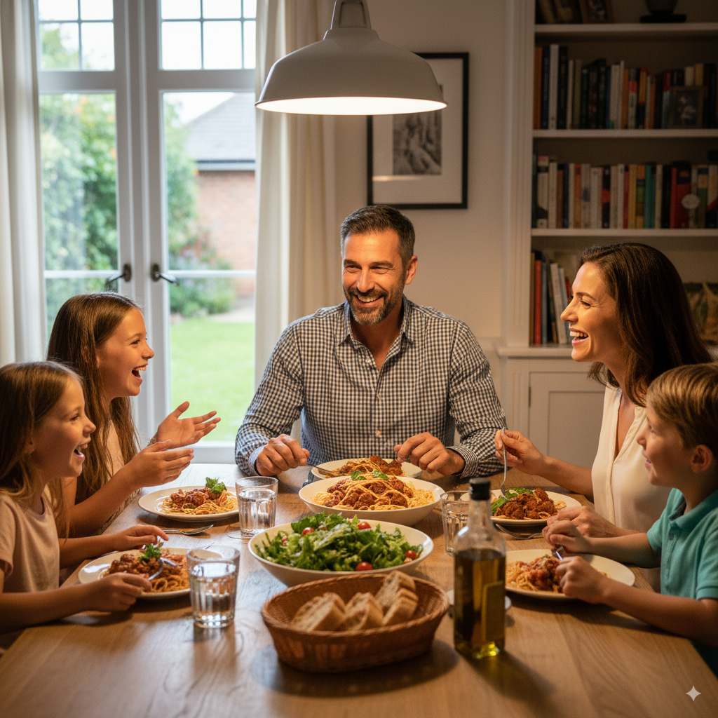 Famille heureuse au souper